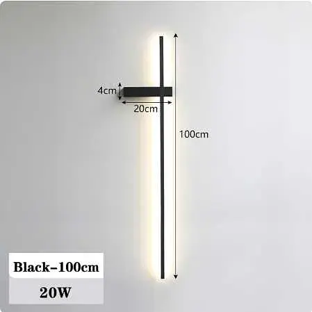 Світильник бра палка 100 см 20W метал (Чорний мат) - фото 4