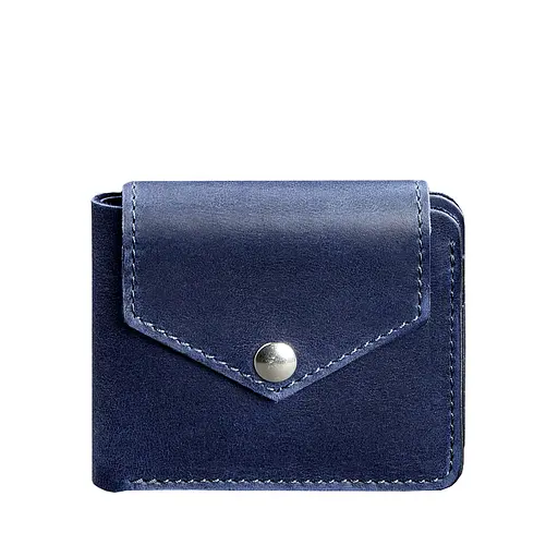 Кожаное портмоне 4.2 на кнопке синее Crazy Horse - фото 10