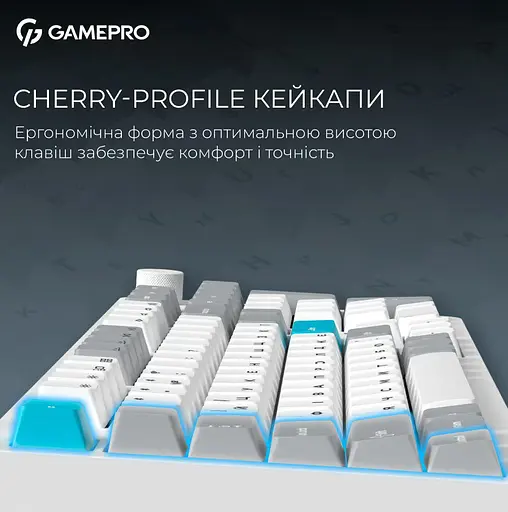 Клавиатура игровая механическая GamePro MK-305-WH Asgard Drakkar Keychron Super Red Switch Bluetooth 5.2/2.4 ГГц/USB White - фото 9