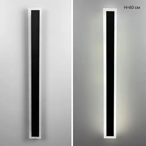 Сучасні лінійні бра в чорному корпусі 60 см Арт. WB 19/600 BK Line F - фото 4