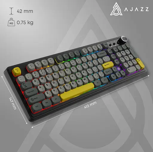 Клавіатура ігрова бездротова Ajazz AF-BGY-98 Plus Black-Gray-Yellow 2.4G/Bluetooth/USB - фото 14