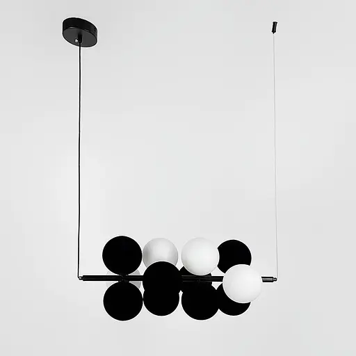 Видовжений чорний світильник на 4 білих та 8 чорних плафонів | Арт. 908/12 BK+BK+WT | Line F - фото 3