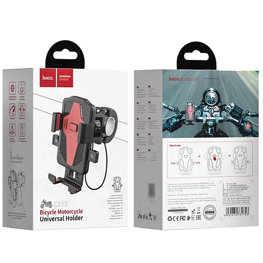 Вело-мото держатель Hoco CA73 черный красный - фото 8