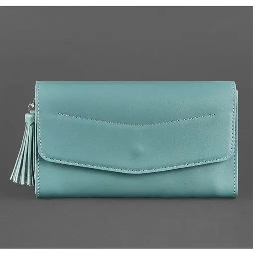 Шкіряна жіноча сумка Еліс бірюзова - фото 1