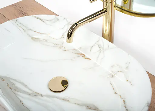 Умивальник Rea Nadia Shiny Aiax накладний мармур REA-U6506, Мармур - фото 5