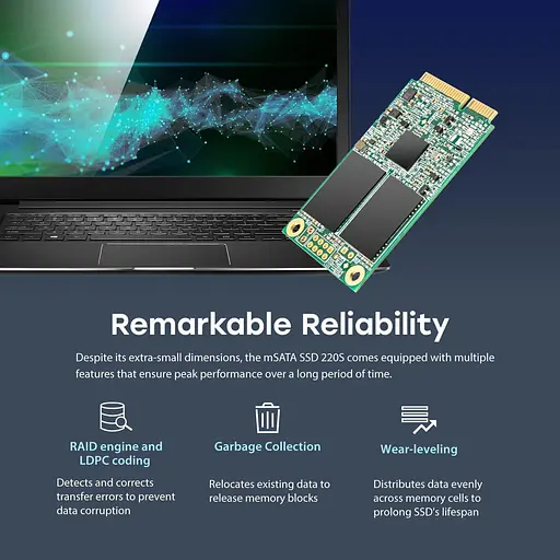 Накопичувач SSD Transcend mSATA 128GB 3D NAND DRAM-less (MSA220S) - фото 3