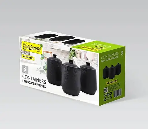 Набір із 3-х керамічних баночок Maestro MR-20002-03CS ємності для сипучих продуктів Чорні - фото 5
