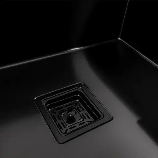 Кухонная мойка 60x50 PVD черная Platinum Handmade с подставкой для ножей, Черный - фото 6