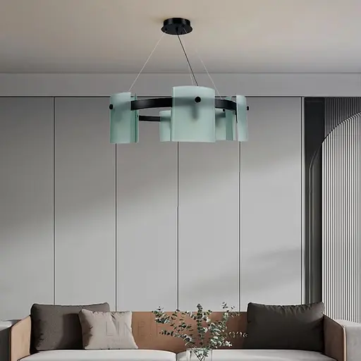 Люстра-кольцо в черном корпусе с матовыми пластинами Ø60 см Ст. D 3903/6 BK+WT | Line F - фото 7