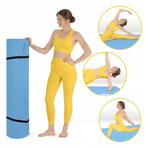 Коврик (мат) спортивный 4FIZJO TPE Gigant 200 x 125 x 2 см для йоги и фитнеса Sky Blue (P-5907739318985) - фото 2