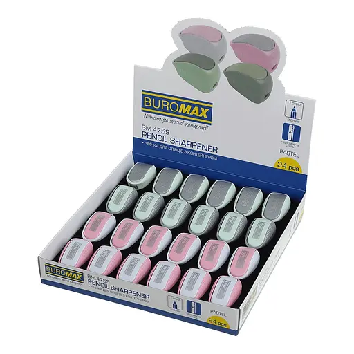 Чинка Pastel, с контейнером, 1 отверстие, пластиковый корпус (В ассортименте)