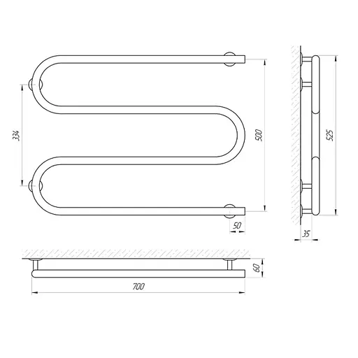 Електрична рушникосушка Laris Змійовик 25 РС3 700x500 Е 73207118 - фото 4