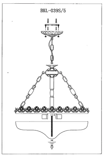 Люстра підвісна Brille класична E27 60W PB (BKL-039S/5) - фото 5