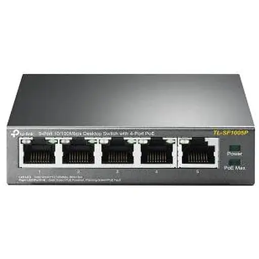 Коммутатор TP-LINK TL-SF1005P, 5x10/100Mb/s, 4xPoE 56W, пластиковый корпус, неуправляемый