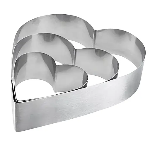 Набір металевих форм кілець для десертів, тістечок, випічки тортів у формі сердець 20х19 см (висота 8 см), Господар Сріблястий 87047 - фото 1