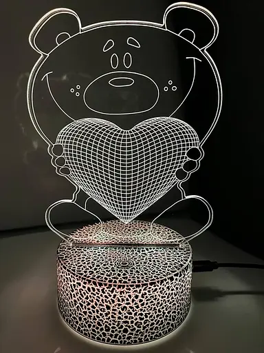 Світильник нічник 3D серце USB, акумулятор, ручка для написів - фото 4