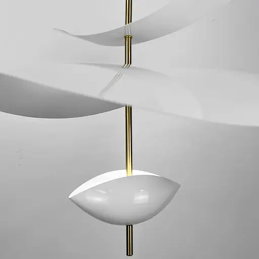 Дизайнерский светильник в белом корпусе с латунной трубкой Ø 60 см | Line F | Ст. MJ09-600 WT - фото 5