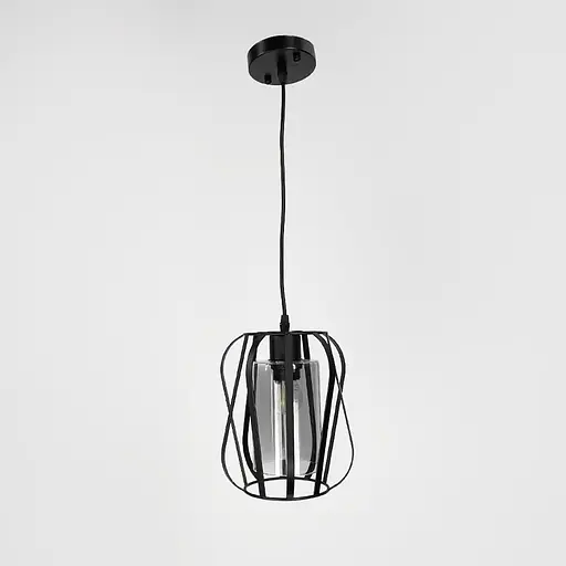 Підвісний чорний світильник з графітовим плафоном 22х18 см | Арт. 12699/1 BK+GR | Line F - фото 4