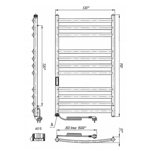 Электрический полотенцесушитель Laris Классик Премиум П11 500x900 Э левый S 73207660, Хром, Левое, Электронный - фото 6