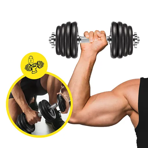 Гантелі металеві Cornix 2 x 15 кг набірні, в кейсі Black XR-0442 - фото 8