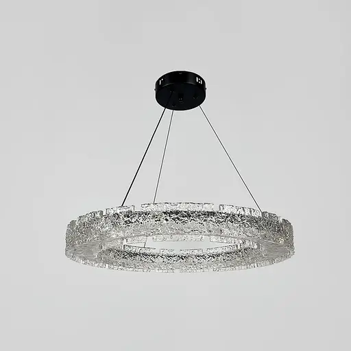 Подвесная люстра с пластинами в виде прозрачных льдин Ø 60 см Line F | Ст. MJ371-600 BK - фото 5
