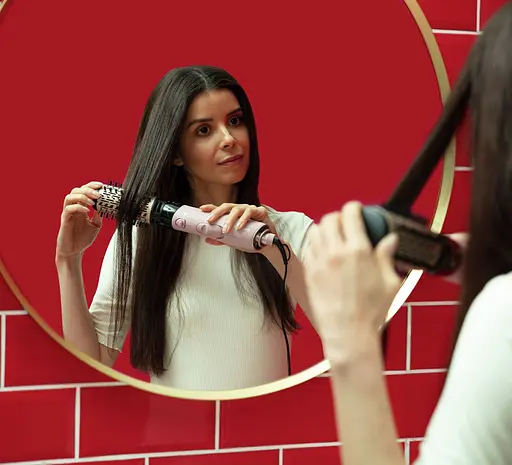 Фен-щетка Remington Coconut Smooth, 1000Вт, 2 режима, ионизация, холодный обдув, 2 насадки, черно-розовый - фото 10