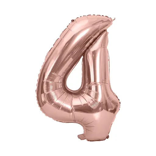 Шар воздушный фольгированный (102 см) Цифра 4 розовое золото