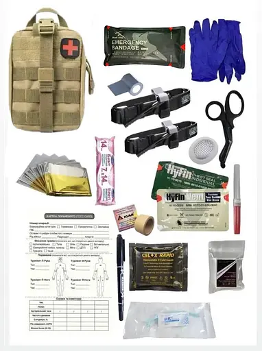 Аптечка укомплектованная №20 Rescue Ready в подсумке с быстрым сбросом светло-коричневый - фото 1