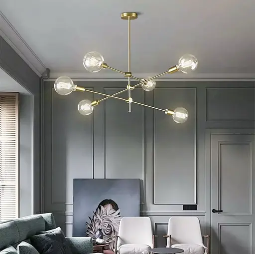 Мінімалістичний світильник без плафонів на 6 патронів з цоколем Е27 Line.F AOC 14/6 - фото 3