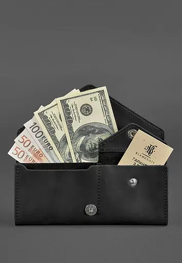 Женский кожаный кошелек Керри 1.0 черный Crazy Horse - фото 3