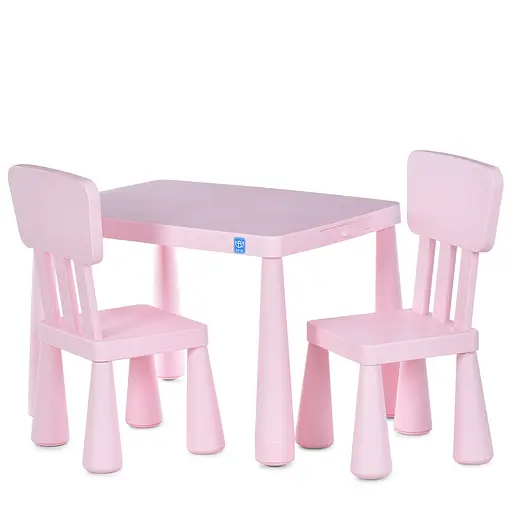 Комплект детской мебели BAMBI M 6176-8: Стол (77х55х52.5 см) и 2 Стула, Пластиковый, Легкий в уходе, розовый
