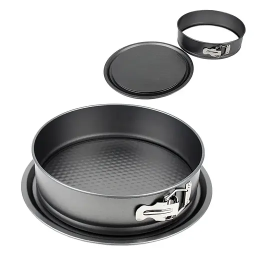 Круглая форма со съемным дном для сборки тортов и выпечки коржей торта D24см, A-plus Черный 87726 - фото 1