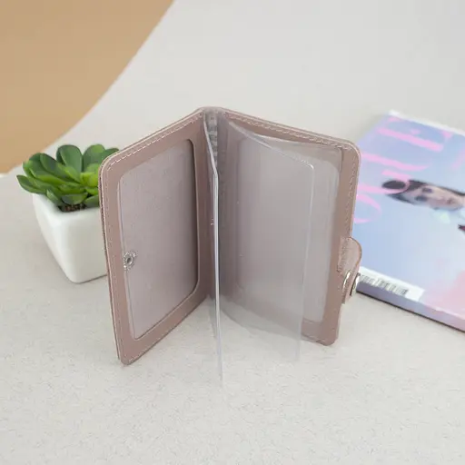 Обложка на документы кожаная на кнопке HC0035 нюдовая - фото 7