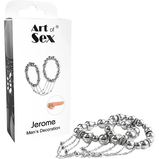 Сексуальное украшение на пенис и машонку Art of Sex Jerome серебро - фото 3