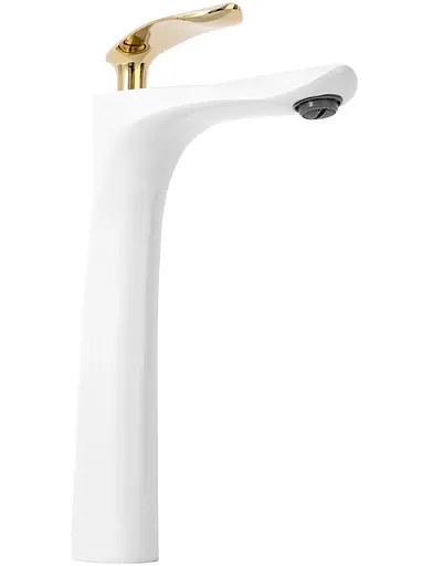Смеситель для умывальника Rea Orbit высокий белый/золото REA-B2053 Белый - фото 3