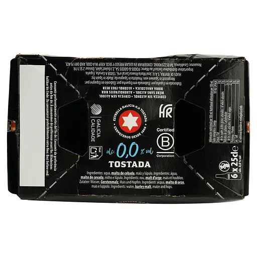 Упаковка пива Estrella Galicia Tostada безалкогольное светлое 0% 1.5 л (0.25 л х 6 шт.) - фото 7