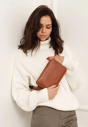 Шкіряна поясна сумка Dropbag Mini світло-коричнева - фото 7