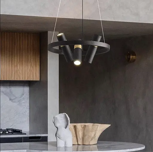 Современная дизайнерская модель светильника на тросах с плафонами-спотами Ст. J 063/6 BK | Line F - фото 1