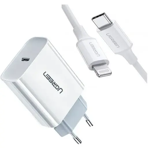 Мережевий зарядний пристрій Ugreen CD137 PD 20W Fast Charger + USB-C to Lightning Cable 1m Suit (50698) - фото 1