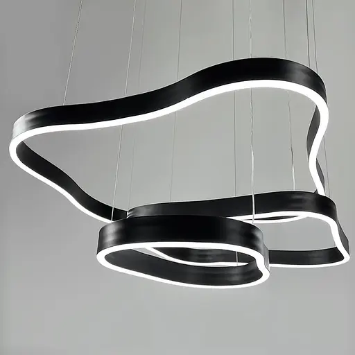 Необычная и эффектная люстра на 3 яруса 60+49+40 см в черном корпусе Ст. PCL004-800*600*400 BK | Line F - фото 1