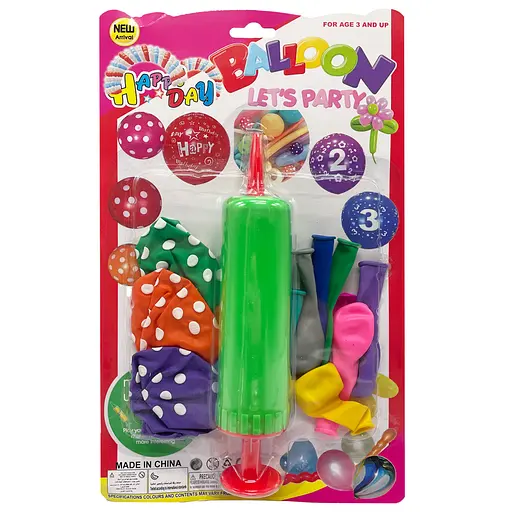 Набор Воздушных шаров MK5480 насос, 14 шт, на листе Зеленый