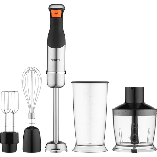 ARDESTO Блендер понурювальний HBG-800DWHCHC, 800Вт, 4в1, чаша-600мл, чопер 500мл, чорно-сріблястий