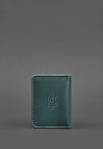 Кожаная обложка для ID-паспорта и водительского заседания 4.1 зеленая с гербом - фото 3