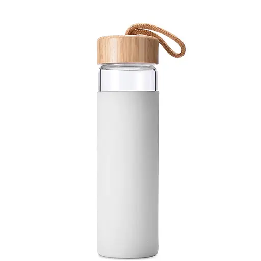 Пляшка скляна OldBro бамбукова кришка із захисним силіконовим чохлом Blanco 590 мл