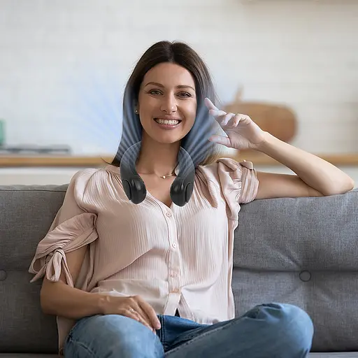 Портативный шейный вентилятор 3 скорости черный - фото 2