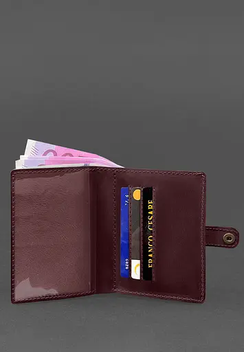 Кожаная обложка-портмоне для удостоверения офицера 11.0 бордовая Crazy Horse - фото 8