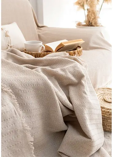 Плед-покривало Cotton SARRA бавовна бежевий євро 200х230 см TC303376074 - фото 2