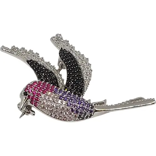 Срібна брошка Dear Птица з фіанітами. 9007.56С