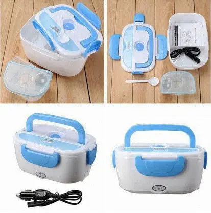 Автомобильный ланч- бокс с подогревом Electronic Lunchbox от прикуривателя термос для еды 1 л Синий - фото 7