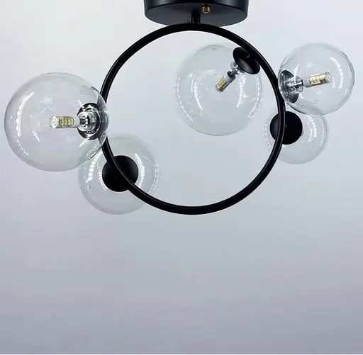Люстра у формі кільця в чорному корпусі з плафонами Bubble Line.F H 069/5 BK - фото 5